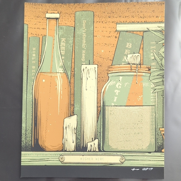 Vintage Style Art Print with Green and Orange Tones - Picture 1 of 4